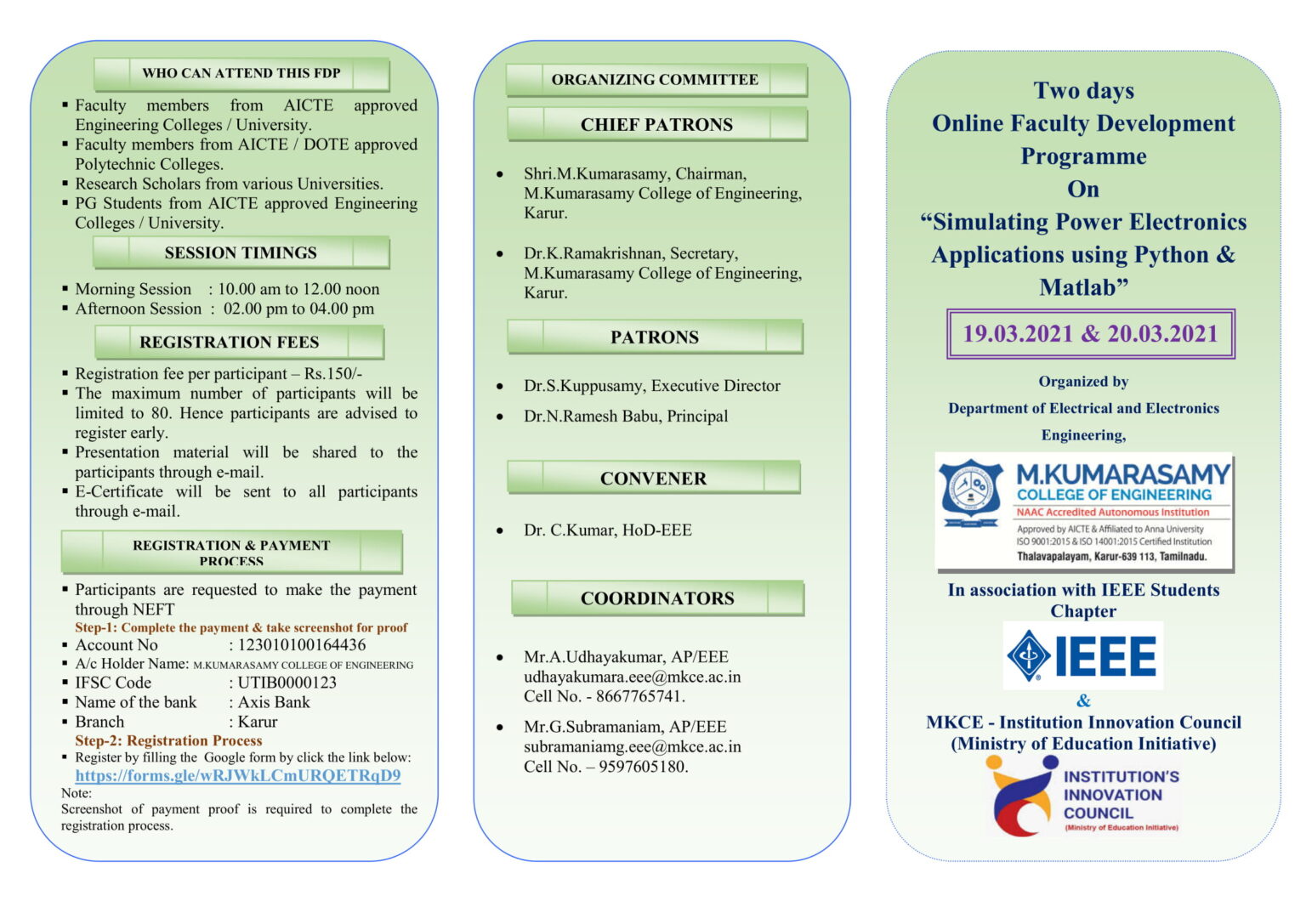 Faculty Development Programme On Simulating Power Lectronics ...