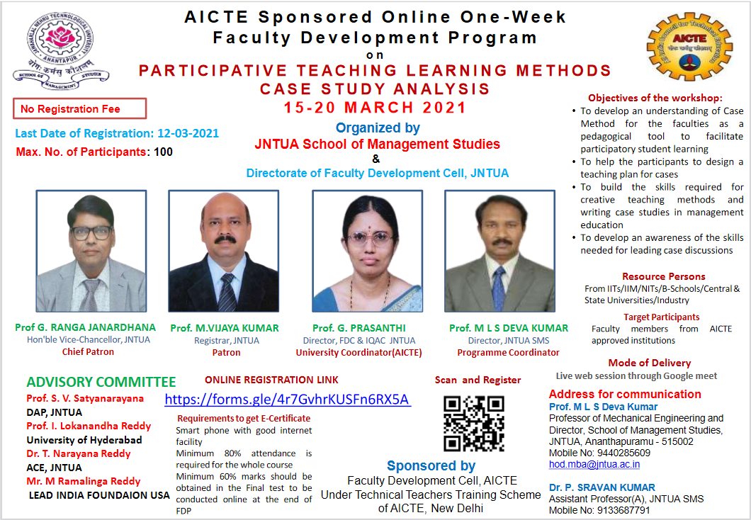 AICTE Sponsored Online One-Week Faculty Development Program On ...