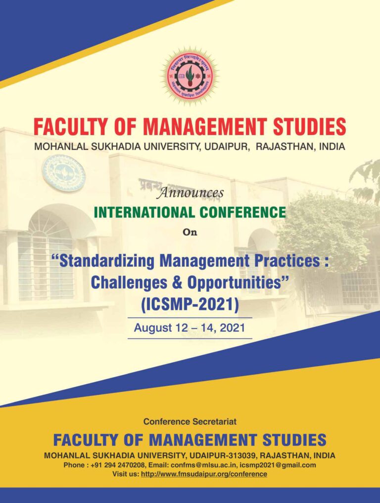International Conference on Standardizing Management Practices Challenges & Opportunities (ICSMP- 2021)