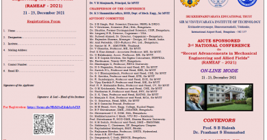 AICTE Sponsored 3rd National Conference on Recent Advancements in Mechanical Engineering and Allied Fields
