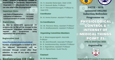 AICTE – ISTE sponsored online Refresher Course on Physiological control & Internet of Medical Things