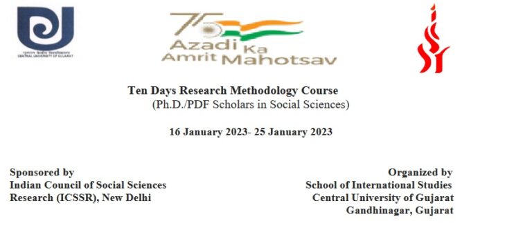 Free Ten Days ICSSR Sponsored Research Methodology Course by Central University of Gujarat