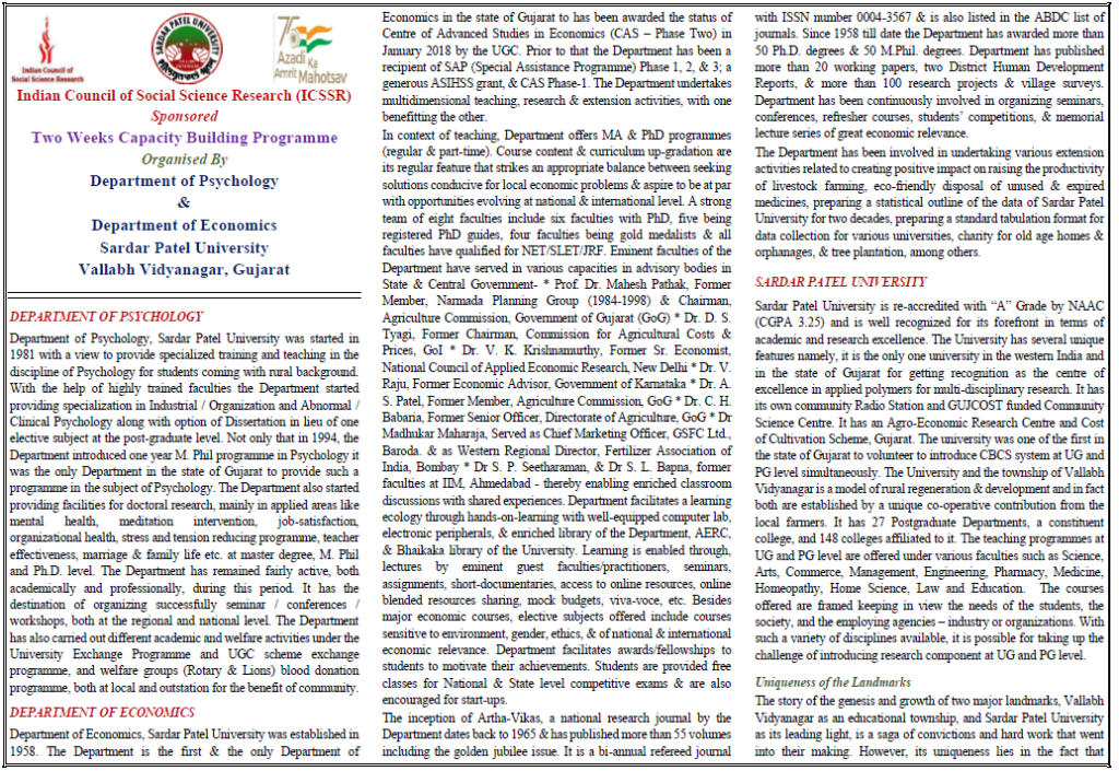 ICSSR-2-week-capacity-building-program