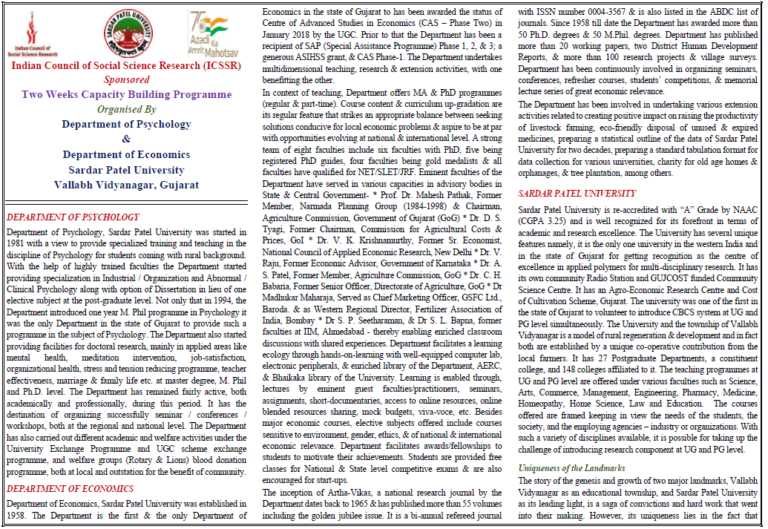 ICSSR-2-week-capacity-building-program