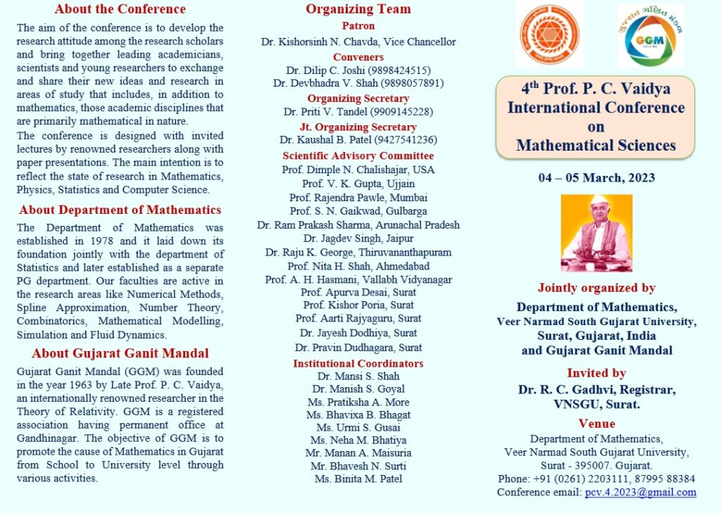 4th Prof. P. C. Vaidya International Conference on Mathematical Sciences