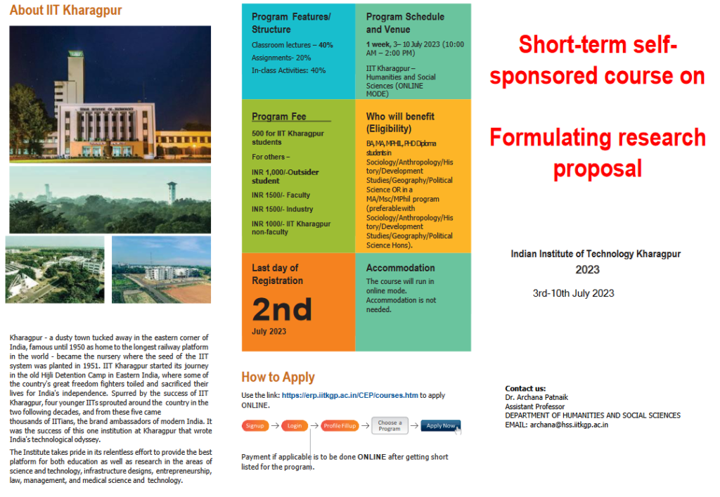 One Week Course by IIT Kharagpur on Formulating research proposals