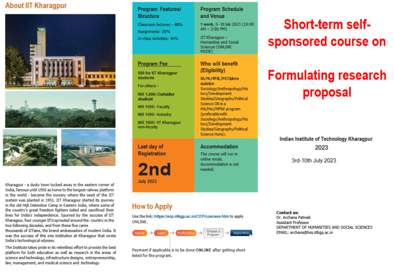One Week Course by IIT Kharagpur on Formulating research proposals