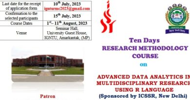 ICSSR Sponsored 10 days research methodology by Indira Gandhi National Tribal University Amarkantak