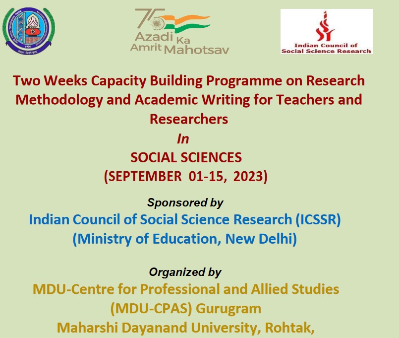 ICSSR Sponsored Two Weeks Capacity Building Programme On Research ...
