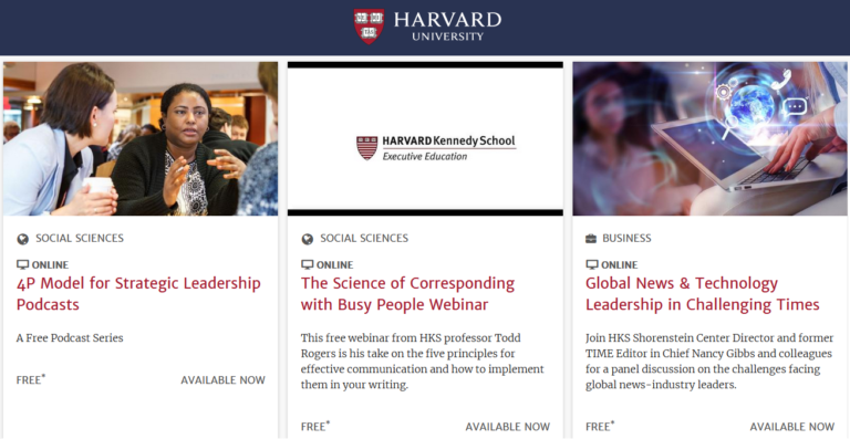 Harvard University free Courses