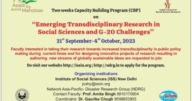 ICSSR Sponsored Two Weeks Capacity Building Programme (CBP) on Emerging Transdisciplinary Research in Social Sciences and G-20 Challenges