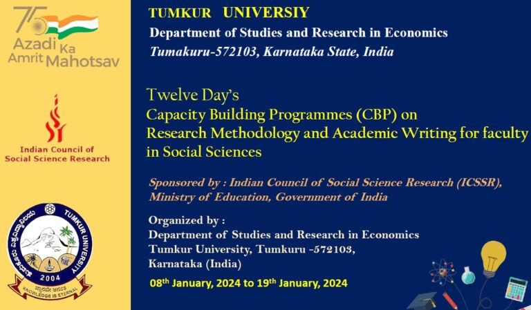 12 Day’s Capacity Building Programmes (CBP) on Research Methodology and Academic Writing for faculty in Social Sciences
