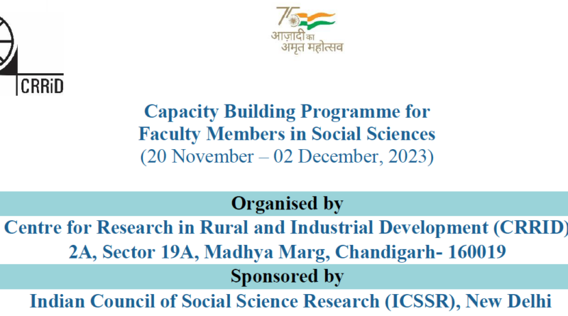 ICSSR Sponsored Capacity Building Programme for Faculty Members in Social Sciences