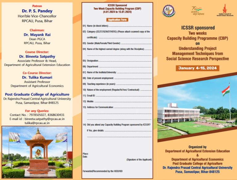 ICSSR sponsored Two weeks Capacity Building Programme (CBP) on Understanding Project Management Techniques from Social Science Research Perspective