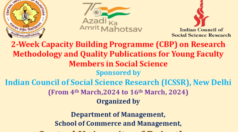 Research Methodology and Quality Publications for Young Faculty Members in Social Science, ICSSR Sponsored 2-Week Capacity Building Programme (CBP)