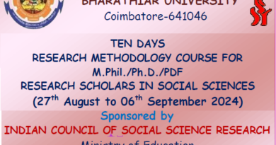 TEN DAYS RESEARCH METHODOLOGY COURSE FOR M.Phil./Ph.D./PDF RESEARCH SCHOLARS IN SOCIAL SCIENCES sponsored by ICSSR from 27th August to 06th September 2024