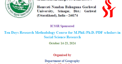 ICSSR-Sponsored Ten-Day Research Methodology Course for Research Scholars at Hemvati Nandan Bahuguna Garhwal University October 14 to 23 2024 Srinagar Garhwal Uttarakhand