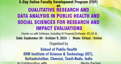 5 Day Online FDP on QUALITATIVE RESEARCH AND DATA ANALYSIS IN PUBLIC HEALTH AND SOCIAL SCIENCES FOR RESEARCH AND IMPACT EVALUATIONS Hands on with Software including AI Powered Software ATLAS