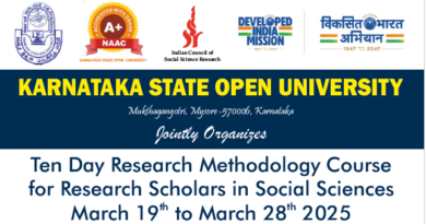 Free ICSSR Sponsored Ten-Day Research Methodology Course in collaboration with Karnataka State Open University