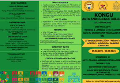 ONE WEEK AICTE TRAINING & LEARNING (ATAL) ACADEMY FACULTY DEVELOPMENT PROGRAMME (FDP) ON AI-EMBEDDED PRECISION FARMING IN AGRITECH AND DIGITAL FARMING SOLUTIONS