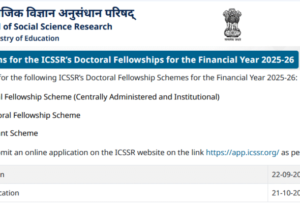 ICSSR Doctoral Fellowships 2025–26 Call for Applications, Eligibility, Guidelines, and Benefits