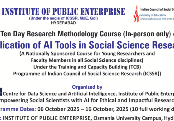 A ICSSR Fully-Sponsored 10-Day Research Methodology Course on AI & Data Science by IPE Hyderabad