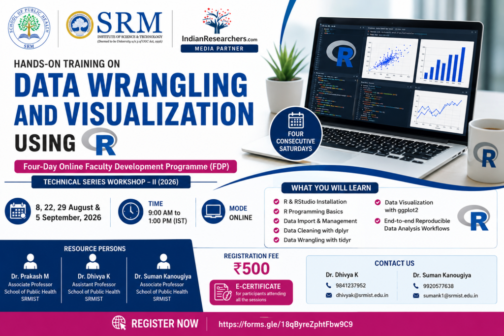 Hands-on Training on Data Wrangling and Visualization using R: Four-Day Online Faculty Development Programme by SRM Institute of Science and Technology